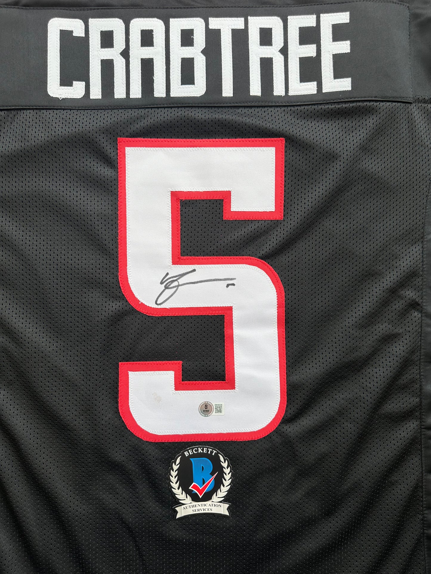 MICHAEL CRABTREE SIGNED RED AND BLACK JERSEY Texas Tech Raiders XL BAS
