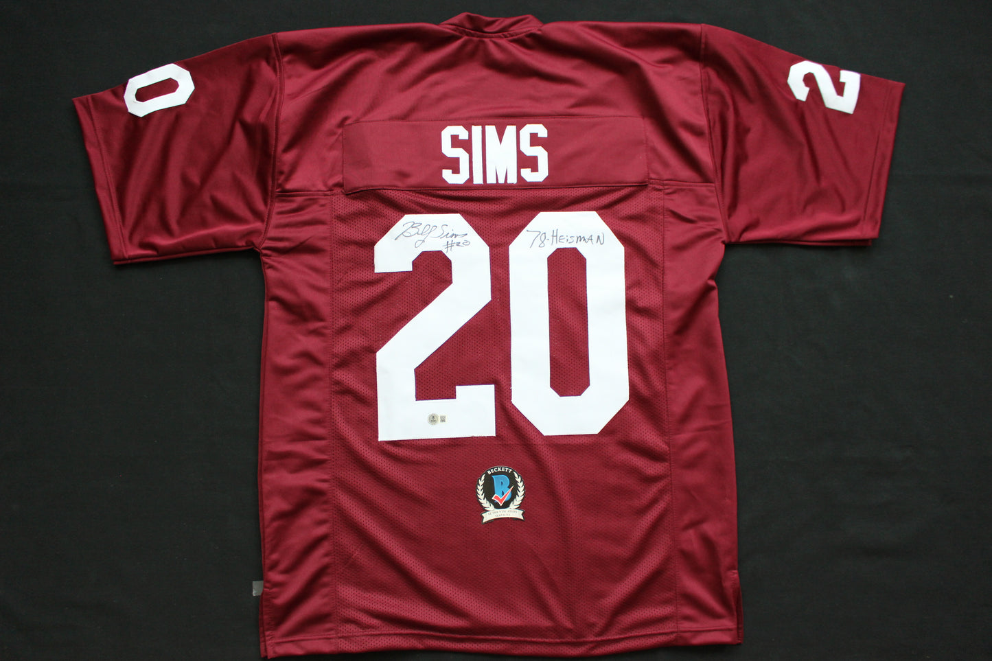 BILLY SIMS OKLAHOMA OU SOONERS SIGNED JERSEY w/78 HEISMAN Detroit Lions BAS