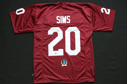 BILLY SIMS OKLAHOMA OU SOONERS SIGNED JERSEY w/78 HEISMAN Detroit Lions BAS