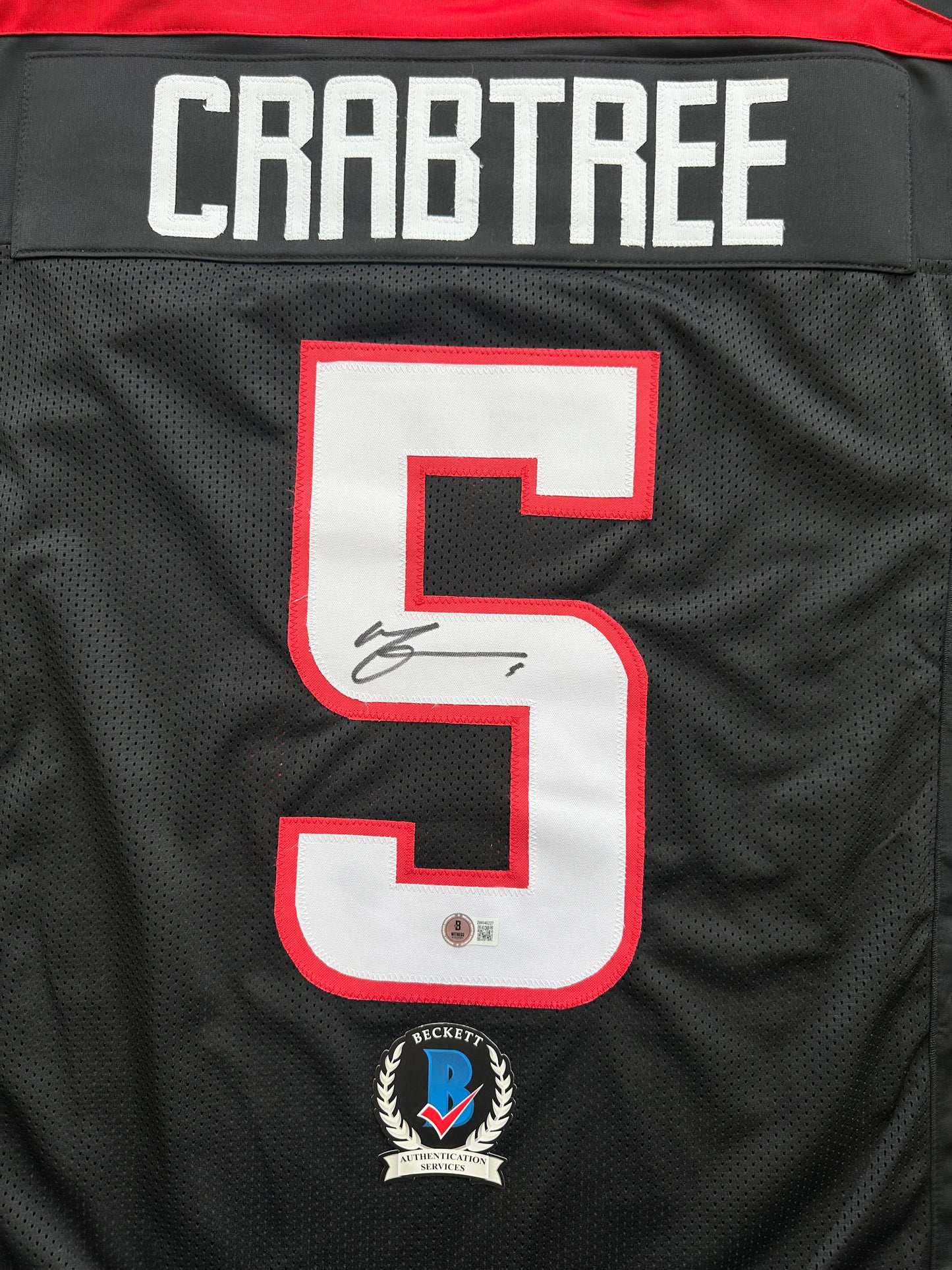 MICHAEL CRABTREE SIGNED RED AND BLACK JERSEY Texas Tech Raiders XL BAS
