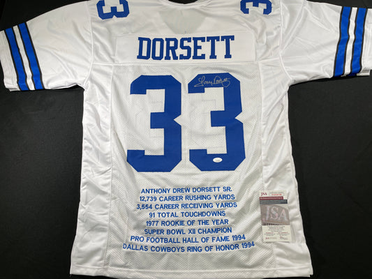 TONY DORSETT DALLAS COWBOYS SIGNED HOME STAT JERSEY Pitt Panthers JSA