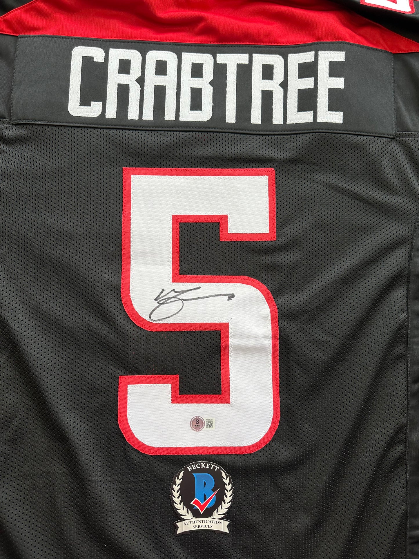 MICHAEL CRABTREE SIGNED RED AND BLACK JERSEY Texas Tech Raiders 2XL BAS