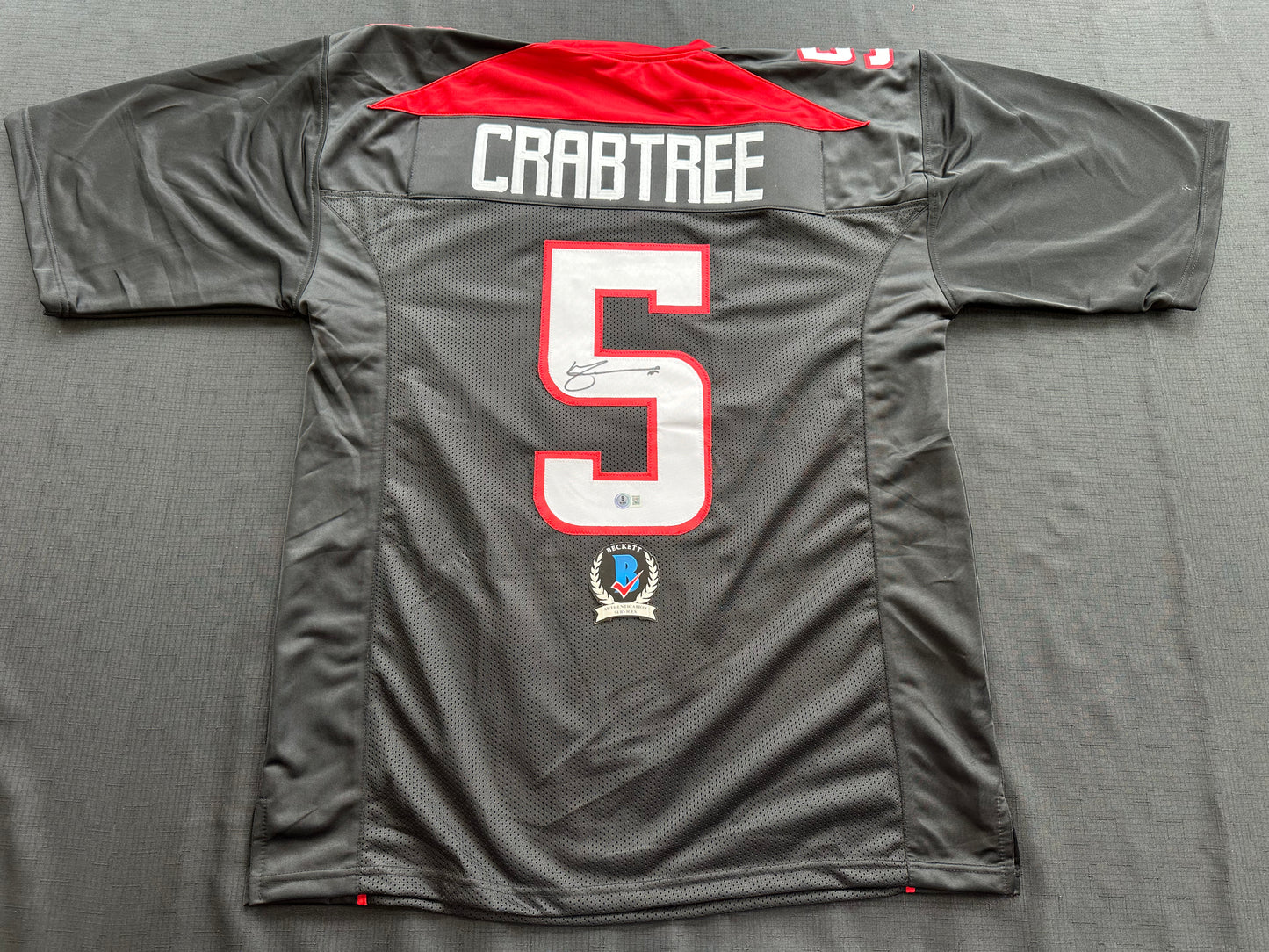 MICHAEL CRABTREE SIGNED RED AND BLACK JERSEY Texas Tech Raiders 2XL BAS