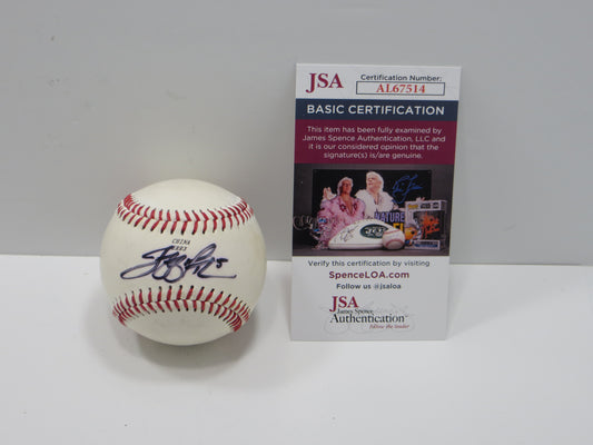 JEFF MATHIS SIGNED RAWLINGS TRAINING BASEBALL ANAHEIM ANGELS JSA COA