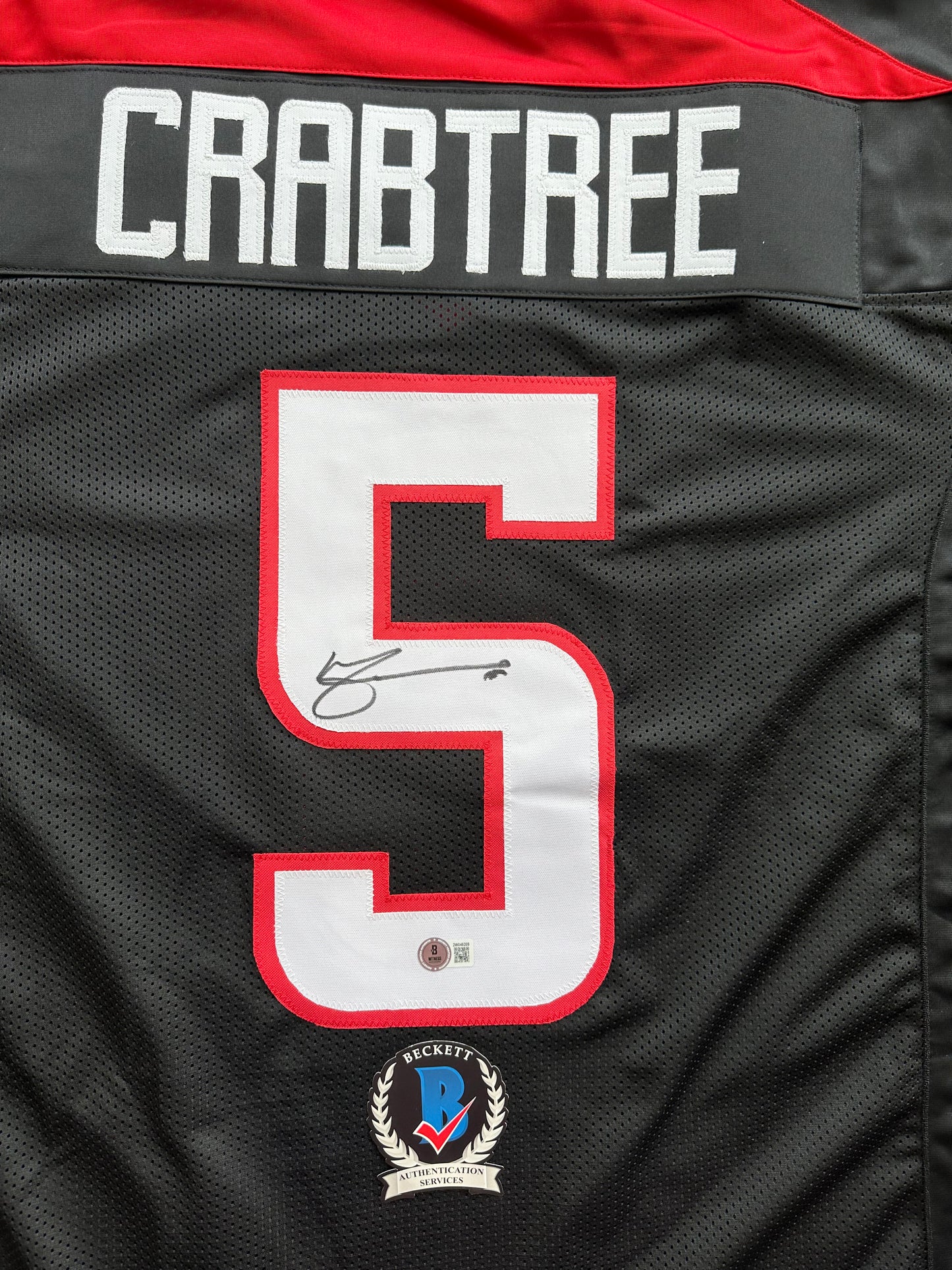 MICHAEL CRABTREE SIGNED RED AND BLACK JERSEY Texas Tech Raiders 2XL BAS