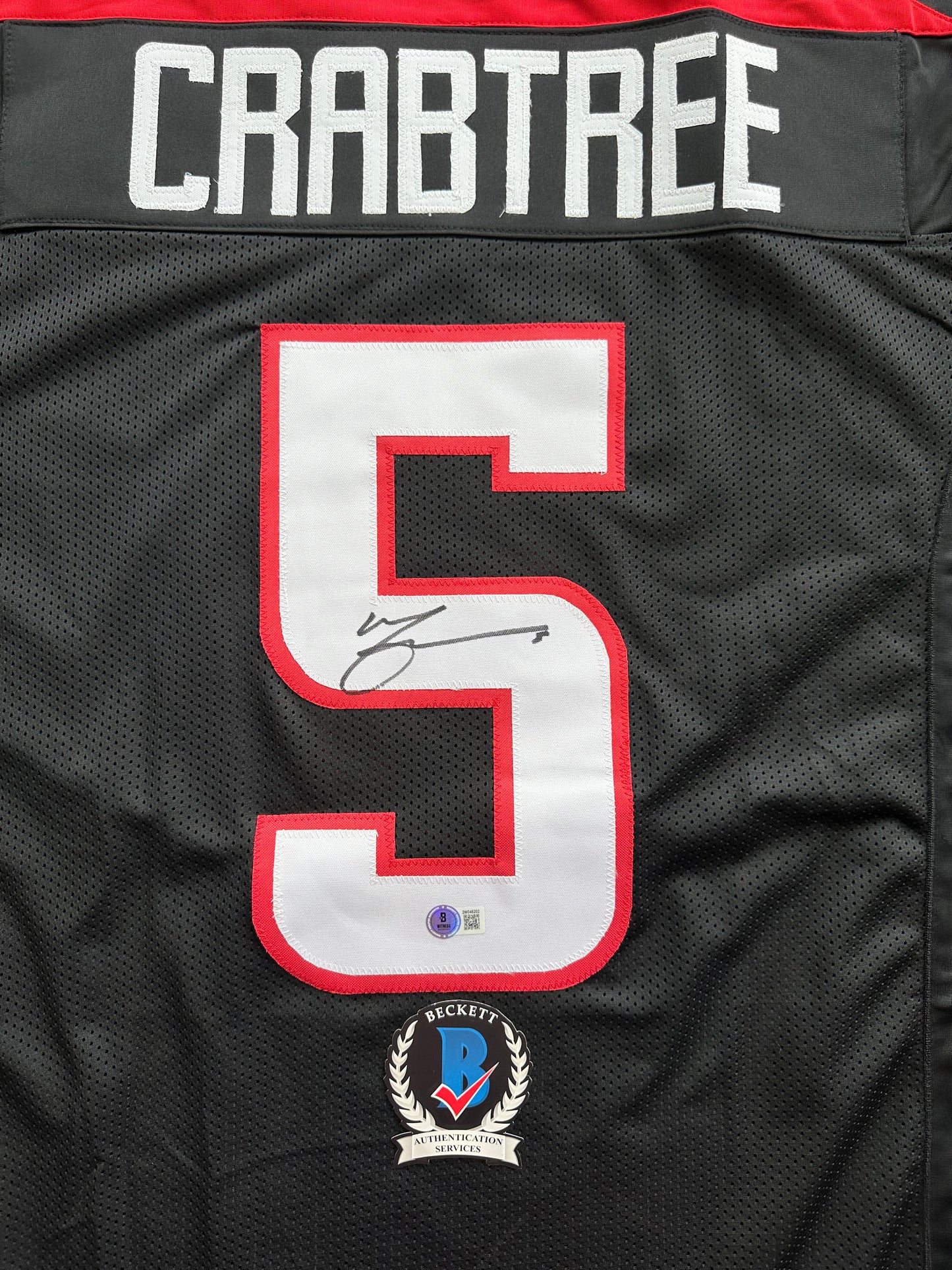 MICHAEL CRABTREE SIGNED RED AND BLACK JERSEY Texas Tech Raiders 2XL BAS
