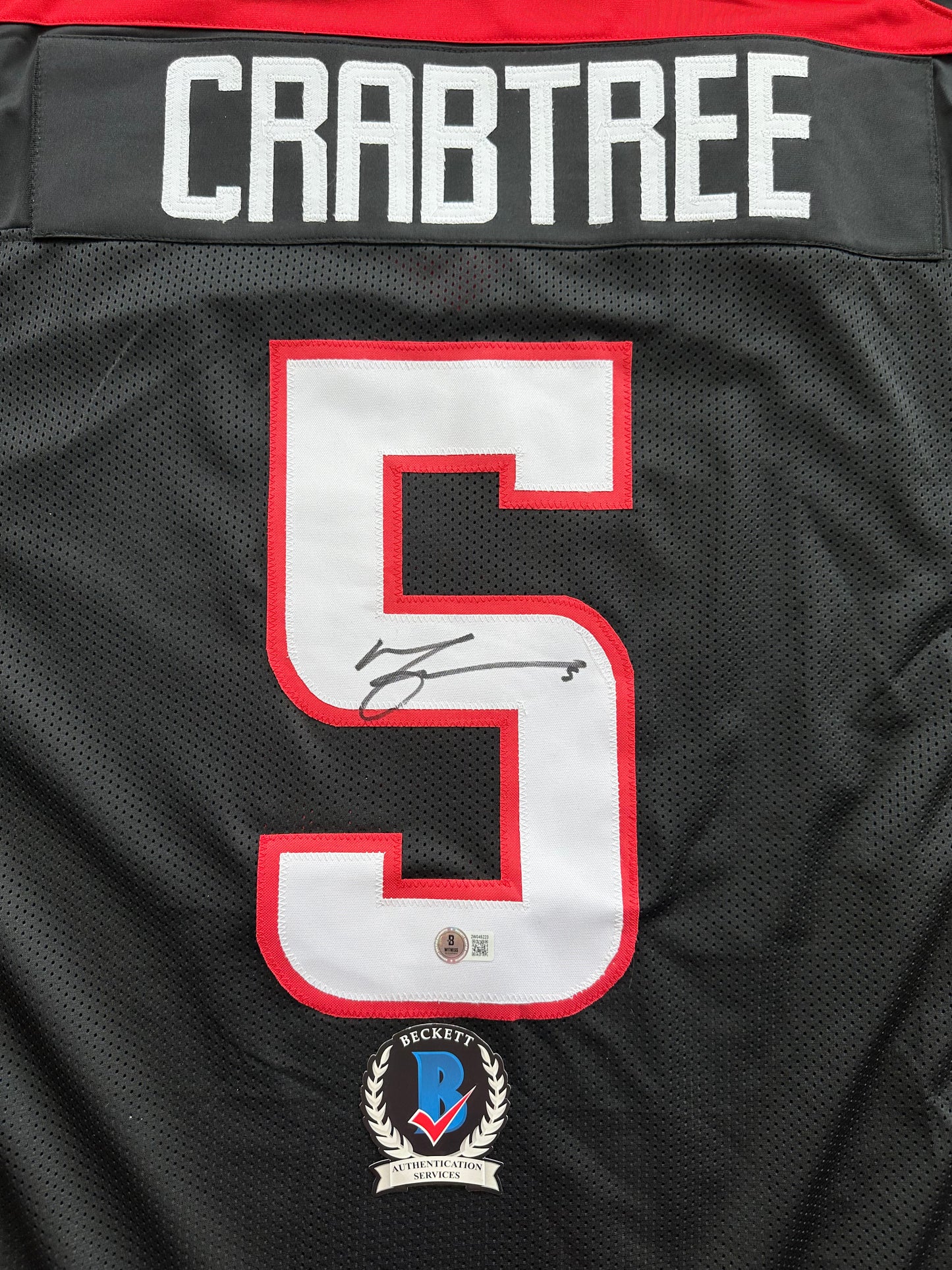 MICHAEL CRABTREE SIGNED RED AND BLACK JERSEY Texas Tech Raiders 3XL BAS
