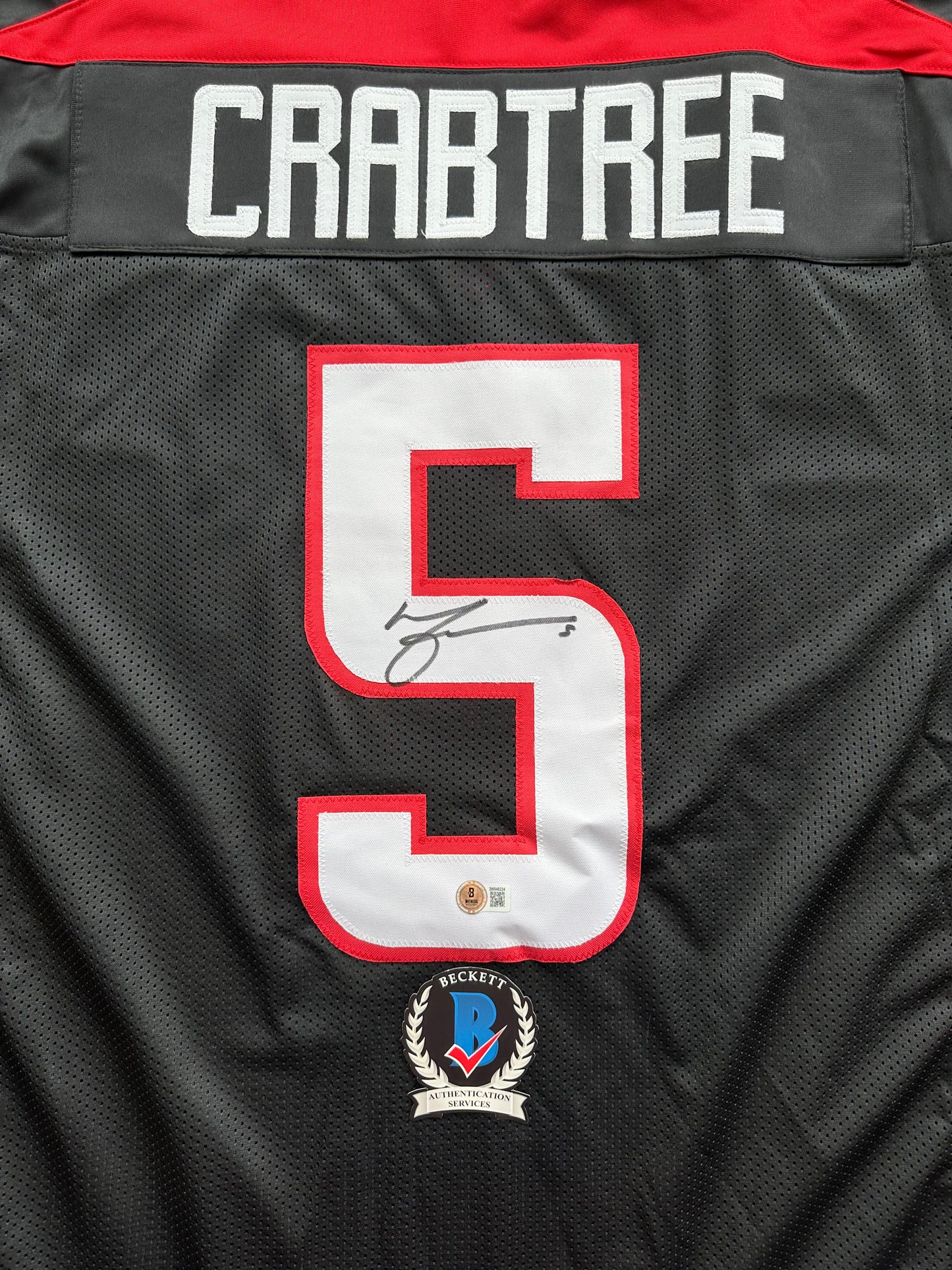 MICHAEL CRABTREE SIGNED RED AND BLACK JERSEY Texas Tech Raiders 3XL BAS