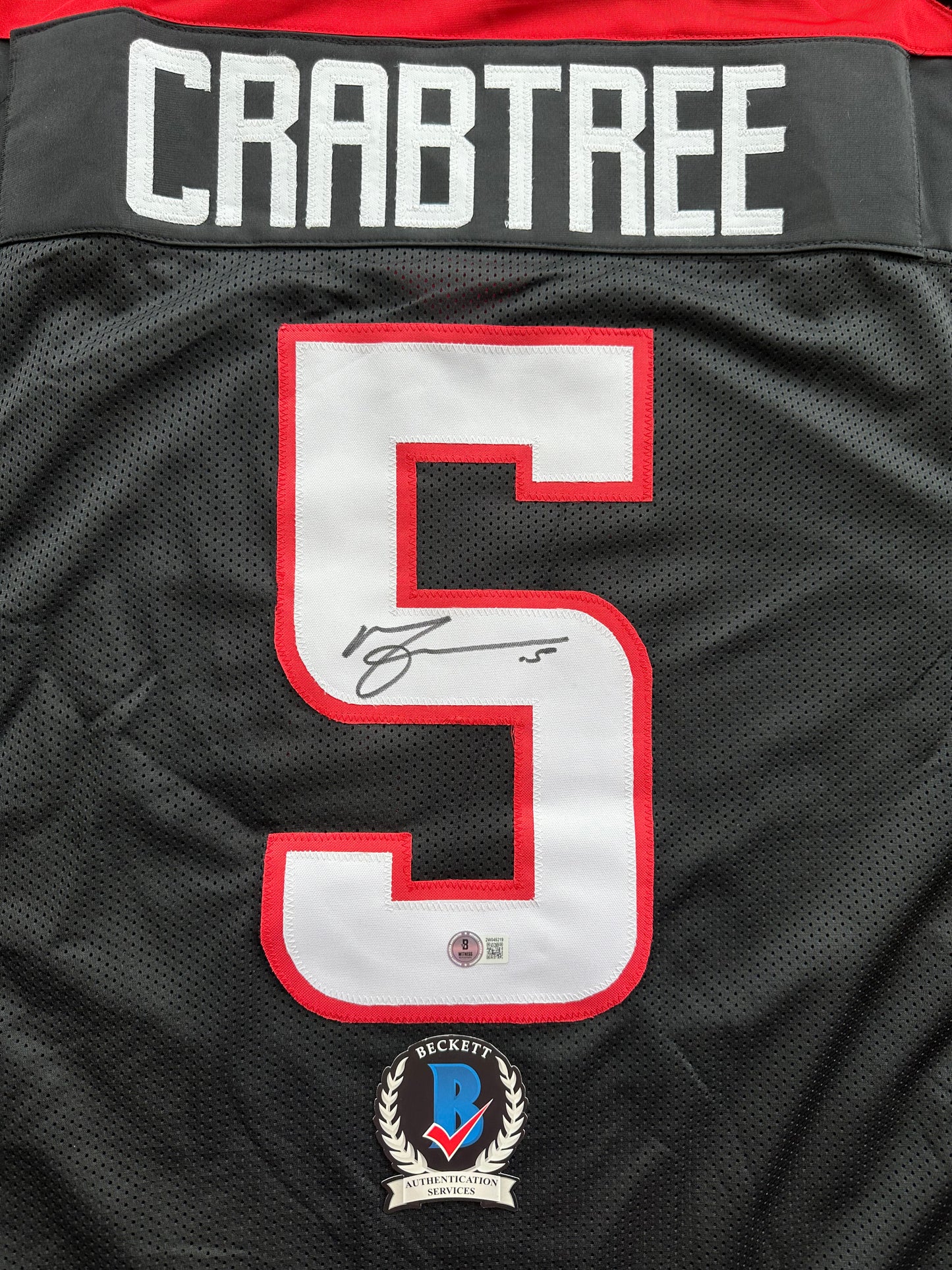 MICHAEL CRABTREE SIGNED RED AND BLACK JERSEY Texas Tech Raiders 3XL BAS