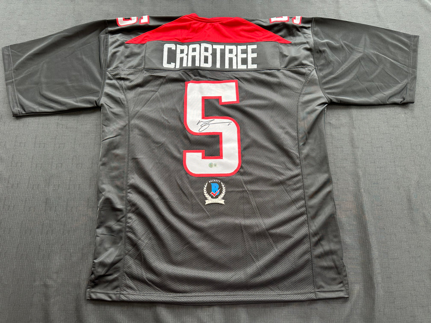 MICHAEL CRABTREE SIGNED RED AND BLACK JERSEY Texas Tech Raiders 3XL BAS