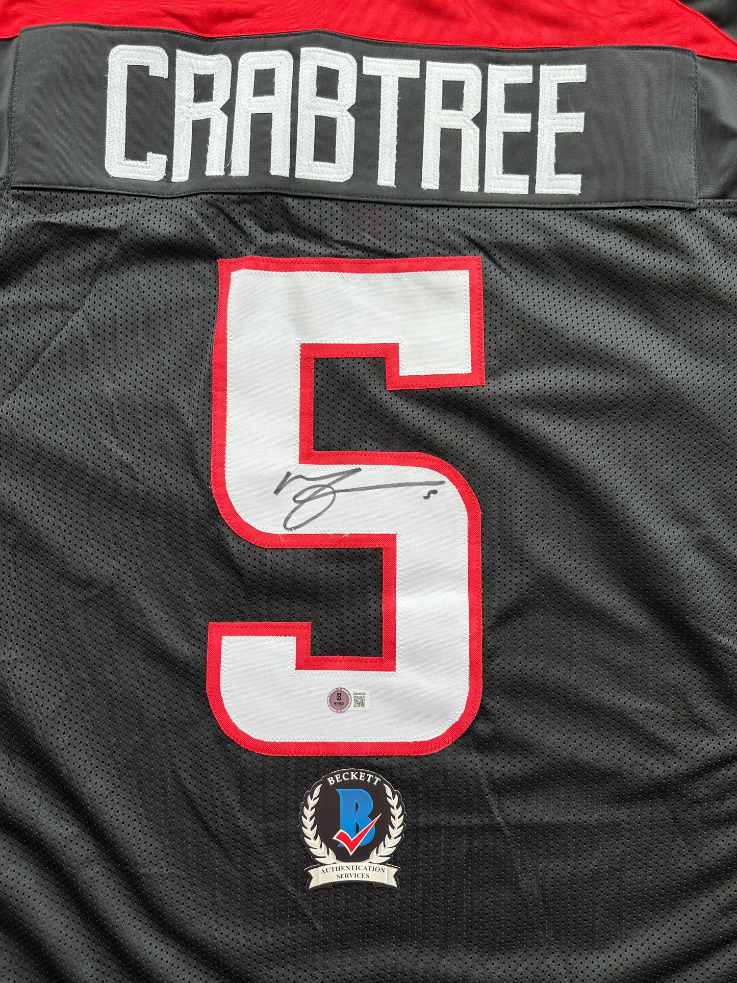 MICHAEL CRABTREE SIGNED RED AND BLACK JERSEY Texas Tech Raiders 3XL BAS