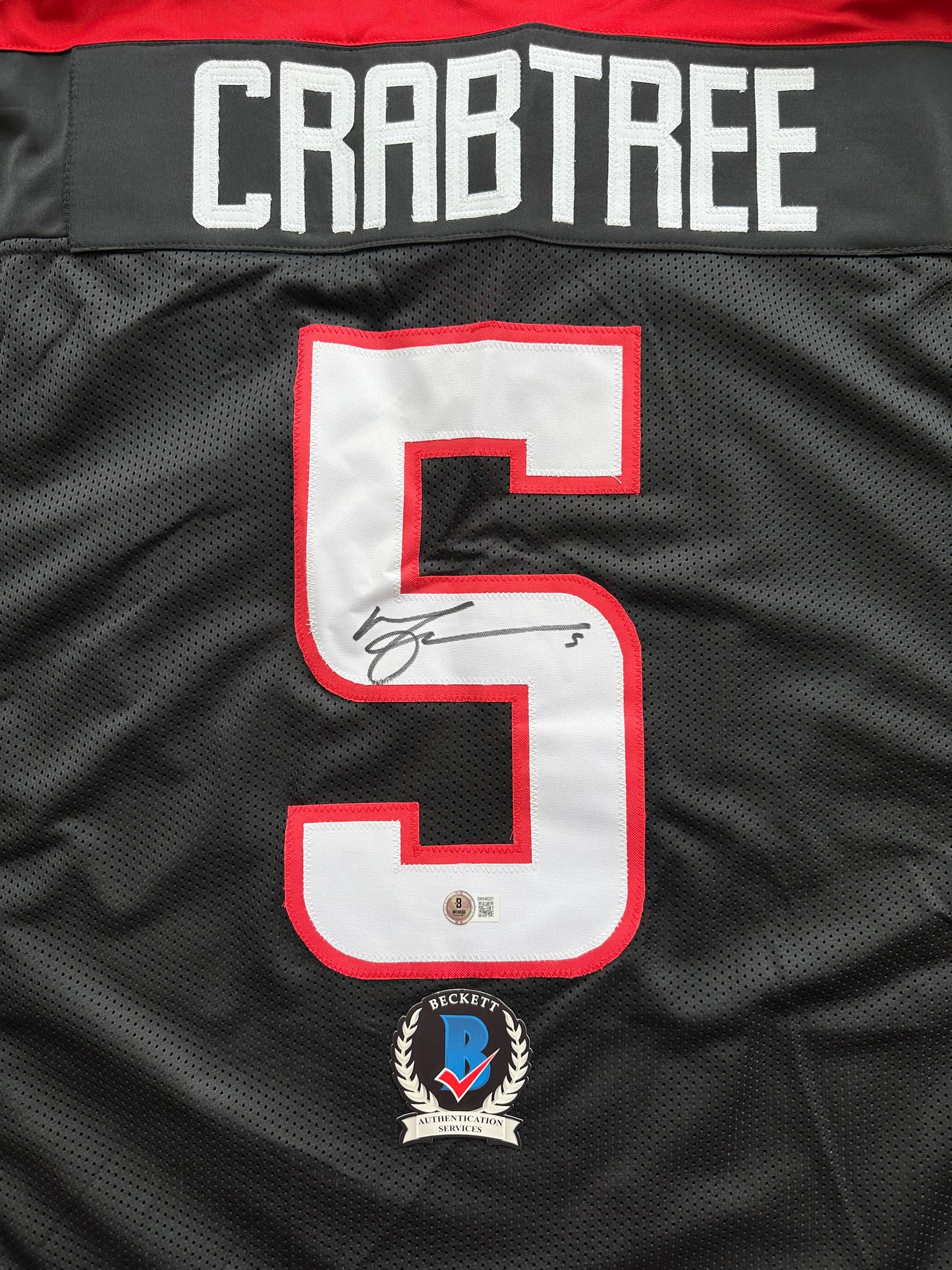 MICHAEL CRABTREE SIGNED RED AND BLACK JERSEY Texas Tech Raiders 3XL BAS