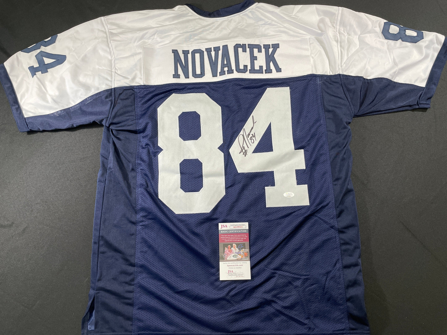 JAY NOVACEK DALLAS COWBOYS SIGNED THANKSGIVING JERSEY Wyoming JSA COA