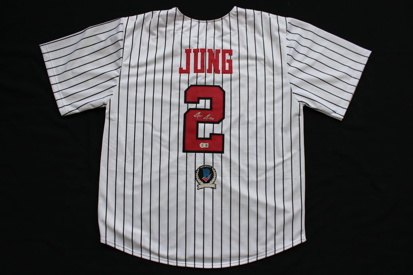 JACE JUNG TEXAS TECH RED RAIDERS SIGNED PINSTRIPE JERSEY Detroit Tigers BAS