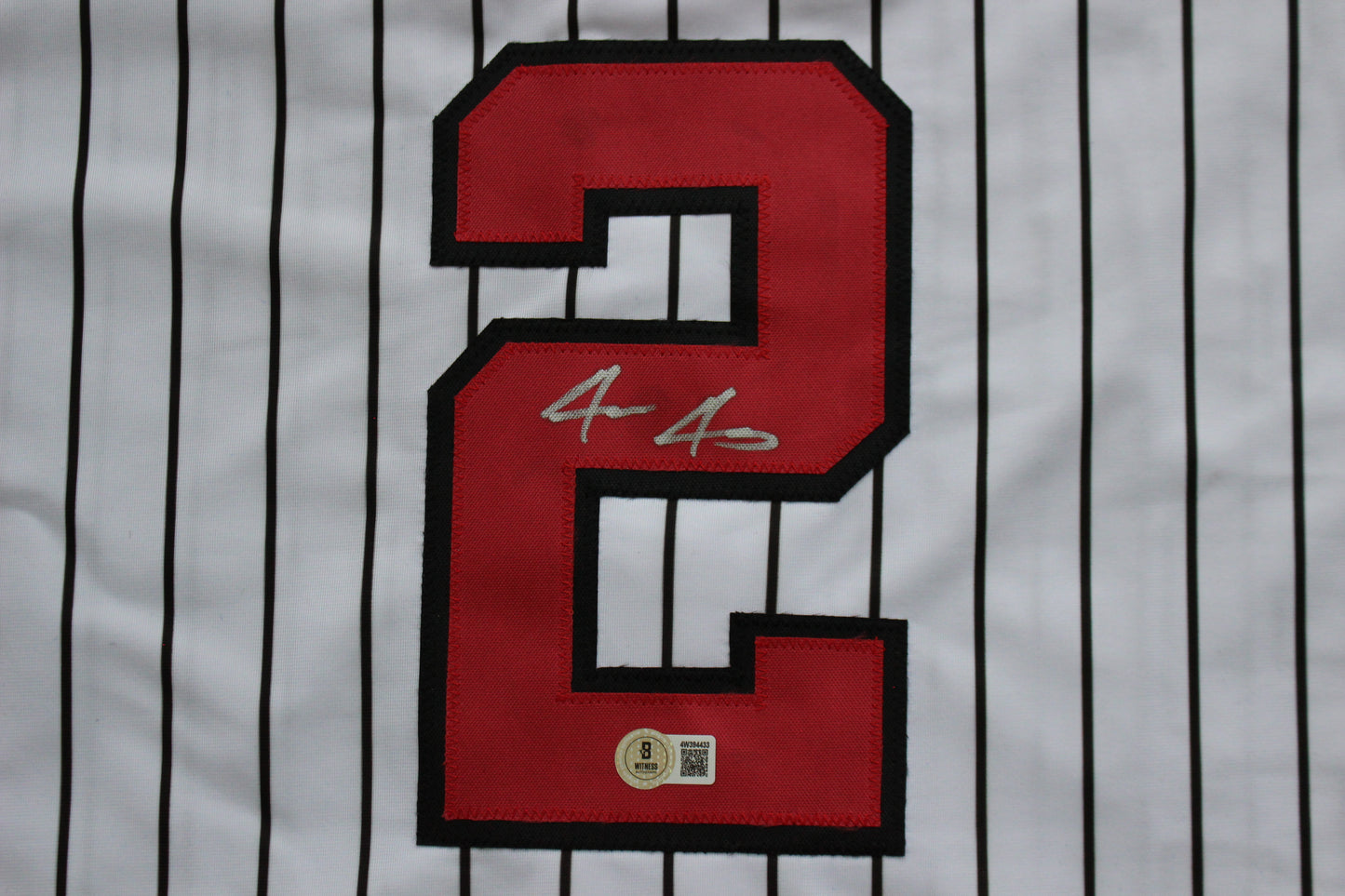 JACE JUNG TEXAS TECH RED RAIDERS SIGNED PINSTRIPE JERSEY Detroit Tigers BAS