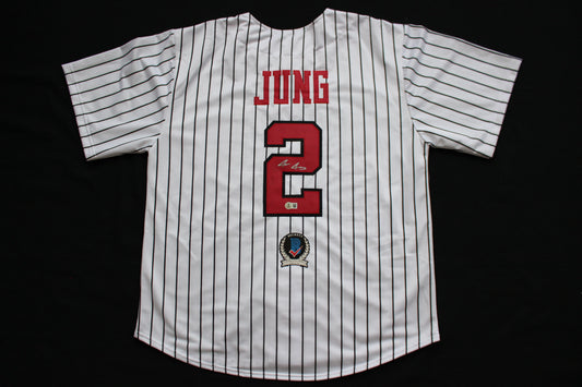 JACE JUNG TEXAS TECH RED RAIDERS SIGNED PINSTRIPE JERSEY Detroit Tigers BAS