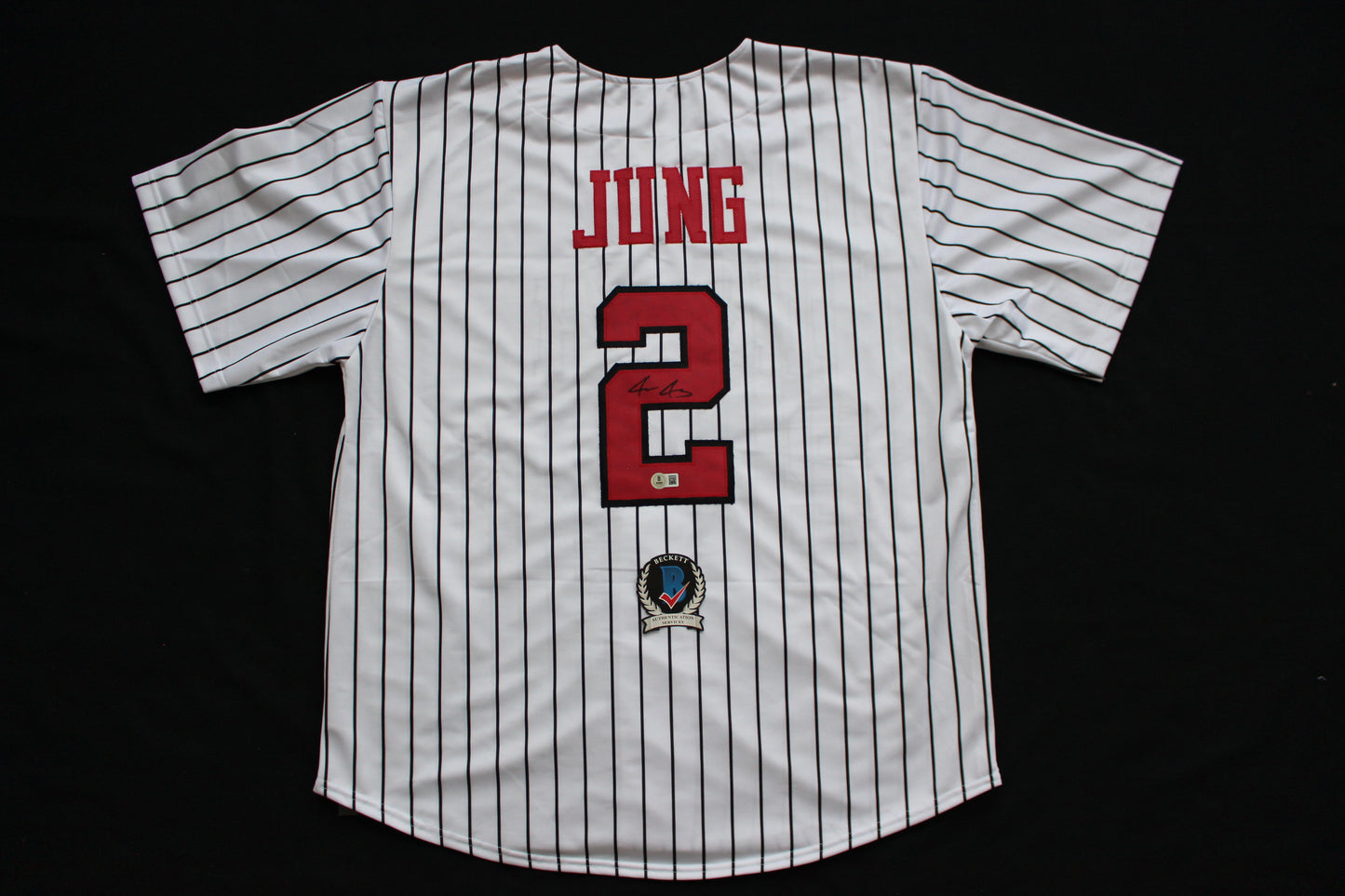 JACE JUNG TEXAS TECH RED RAIDERS SIGNED PINSTRIPE JERSEY Tigers BAS COA