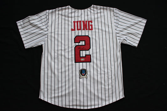 JACE JUNG TEXAS TECH RED RAIDERS SIGNED PINSTRIPE JERSEY Tigers BAS COA