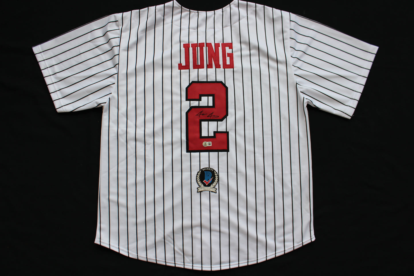 JACE JUNG TEXAS TECH RED RAIDERS SIGNED PINSTRIPE JERSEY Tigers BAS COA