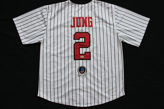 JACE JUNG TEXAS TECH RED RAIDERS SIGNED PINSTRIPE JERSEY Tigers BAS COA