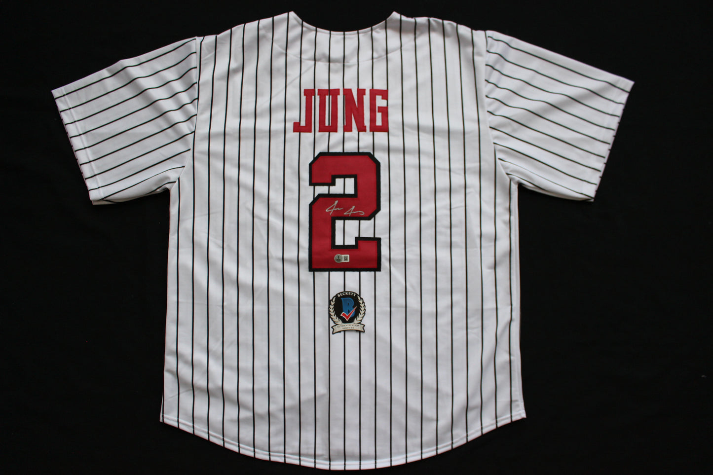 JACE JUNG TEXAS TECH RED RAIDERS SIGNED PINSTRIPE JERSEY Detroit Tigers BAS