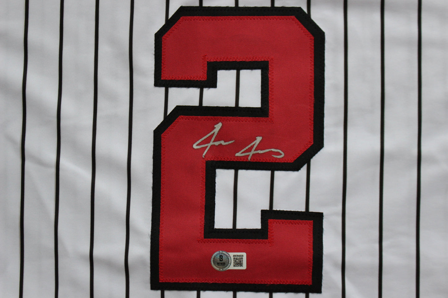 JACE JUNG TEXAS TECH RED RAIDERS SIGNED PINSTRIPE JERSEY Detroit Tigers BAS