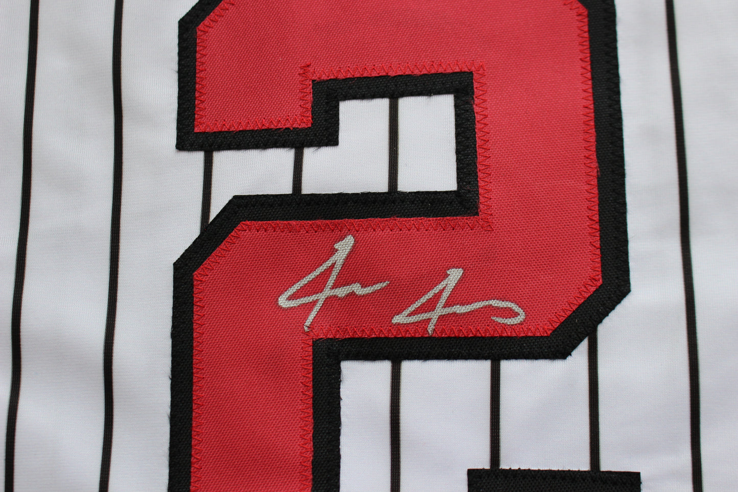 JACE JUNG TEXAS TECH RED RAIDERS SIGNED PINSTRIPE JERSEY Detroit Tigers BAS