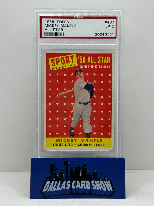 1958 Topps #487 Mickey Mantle All Star PSA 5