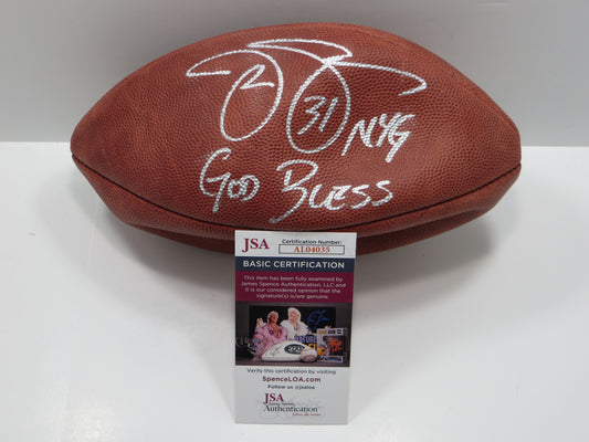 JASON SEHORN SIGNED WILSON OFFICIAL NFL FOOTBALL w/INSC JSA COA