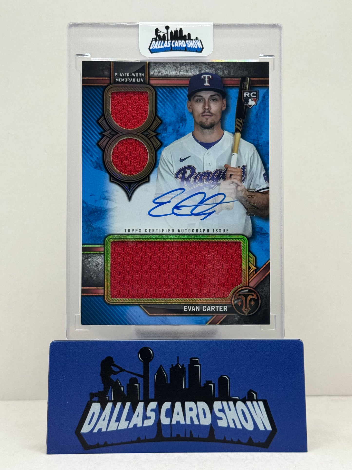 2024 Topps Triple Threads #RAR-EC Evan Carter Blue Rookie Patch Autograph /10