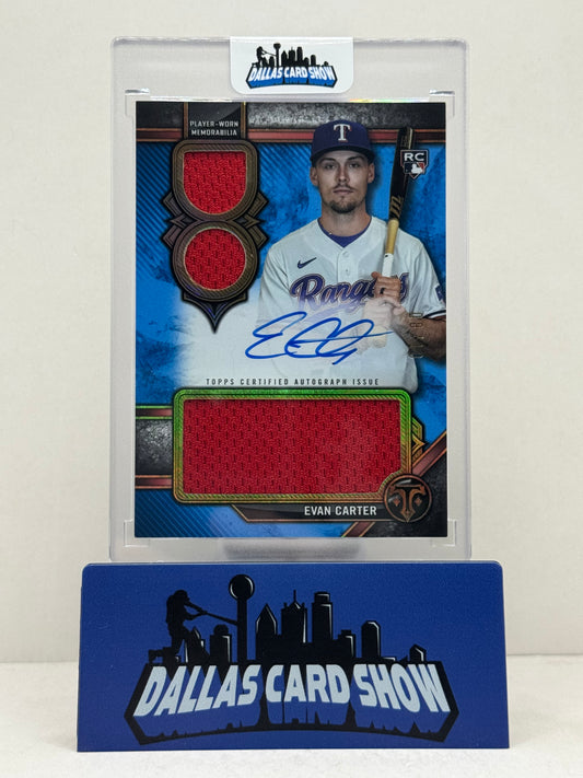 2024 Topps Triple Threads #RAR-EC Evan Carter Blue Rookie Patch Autograph /10