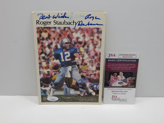 ROGER STAUBACH SIGNED DALLAS COWBOYS PHOTO JSA COA