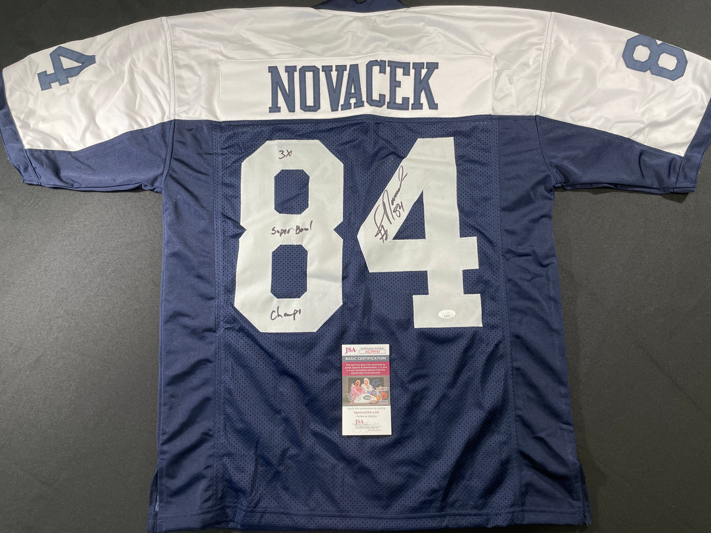 JAY NOVACEK DALLAS COWBOYS SIGNED THANKSGIVING JERSEY Wyoming JSA COA