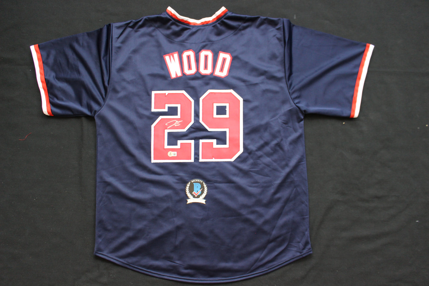 JAMES WOOD WASHINGTON NATIONALS SIGNED NAVY BLUE JERSEY BAS