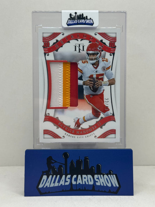 2025 National Treasure Patrick Mahomes ll Heirlooms Patch /49 Chiefs
