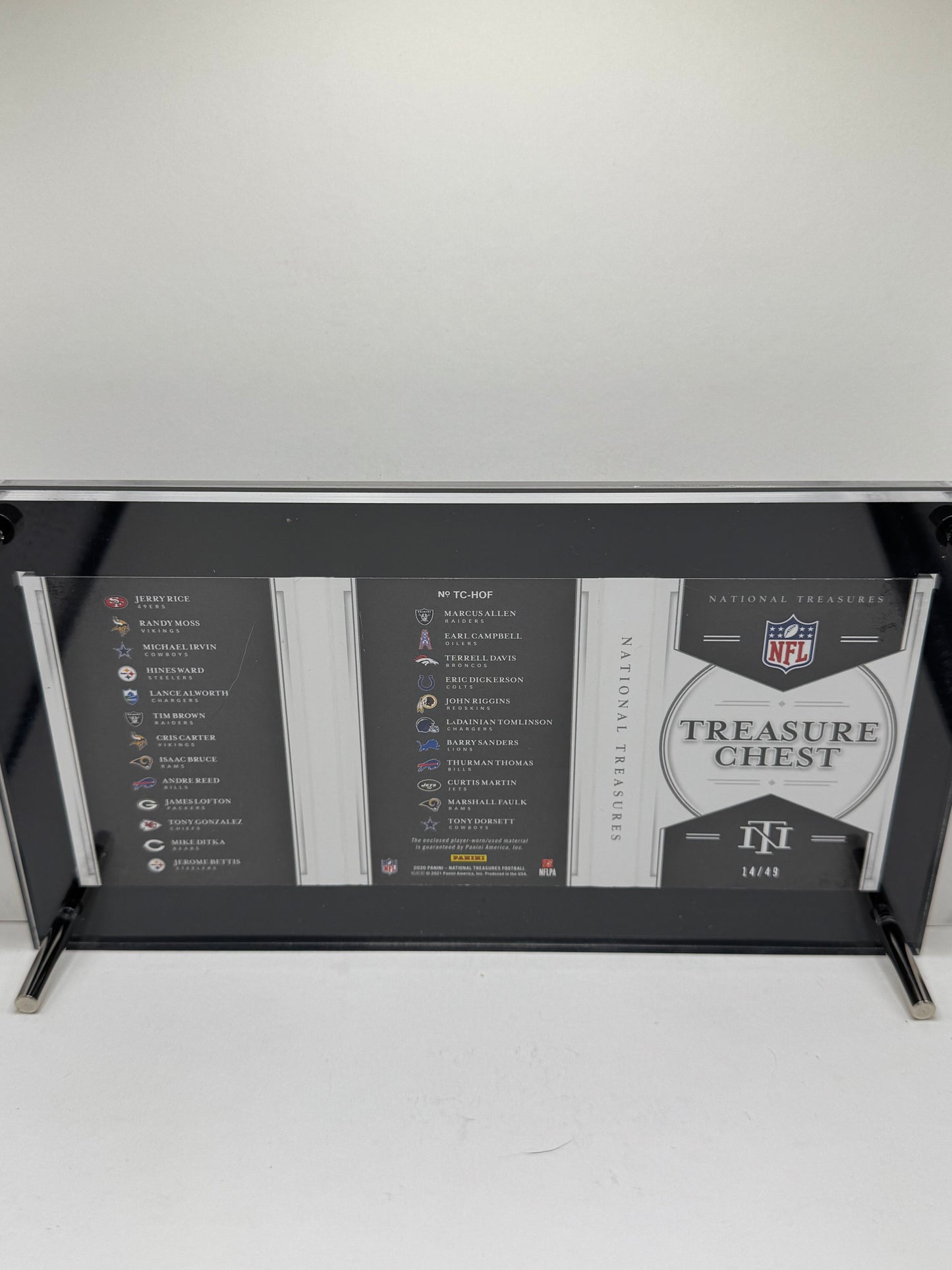 2020 National Treasure #TC-HOF Treasure Chest Hall of Fame Rice,Moss,Sanders /49