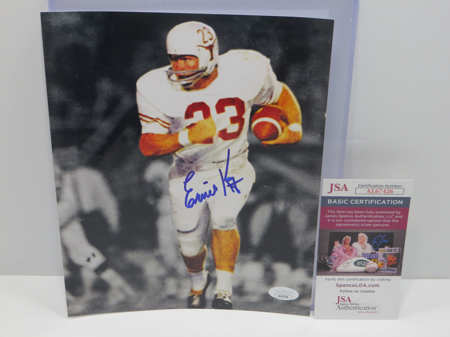 ERNIE KOY TEXAS LONGHORNS SIGNED 8x10 PHOTO JSA COA