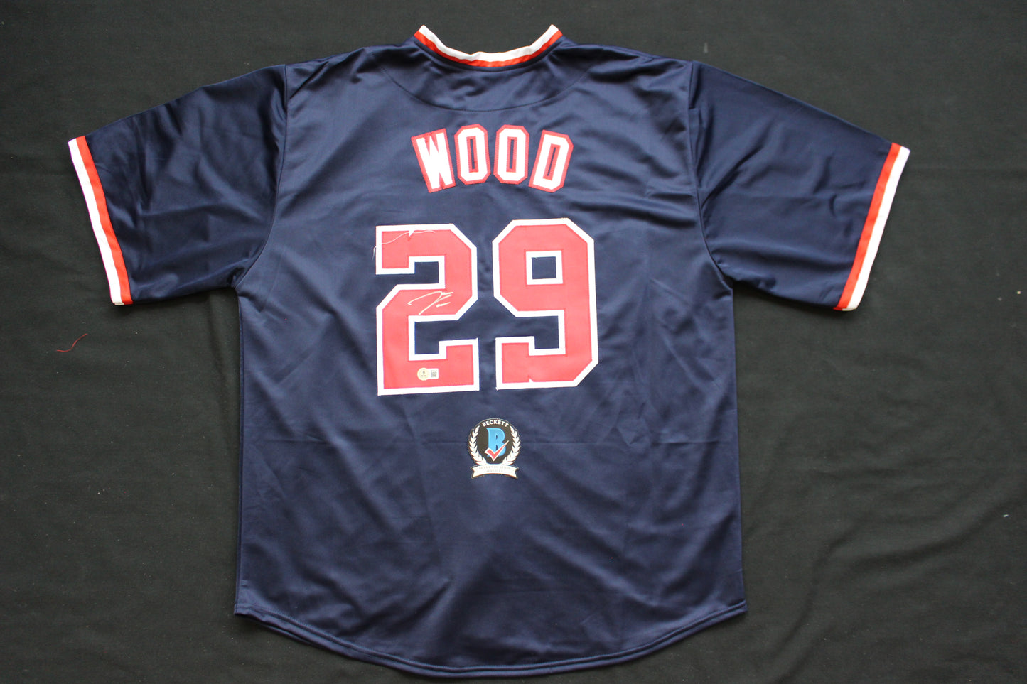 JAMES WOOD WASHINGTON NATIONALS SIGNED NAVY BLUE JERSEY BAS
