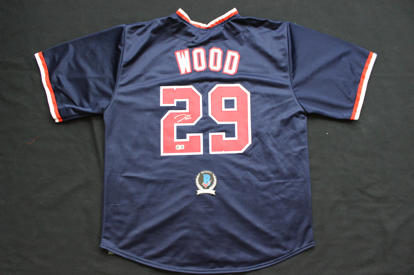 JAMES WOOD WASHINGTON NATIONALS SIGNED NAVY BLUE JERSEY BAS