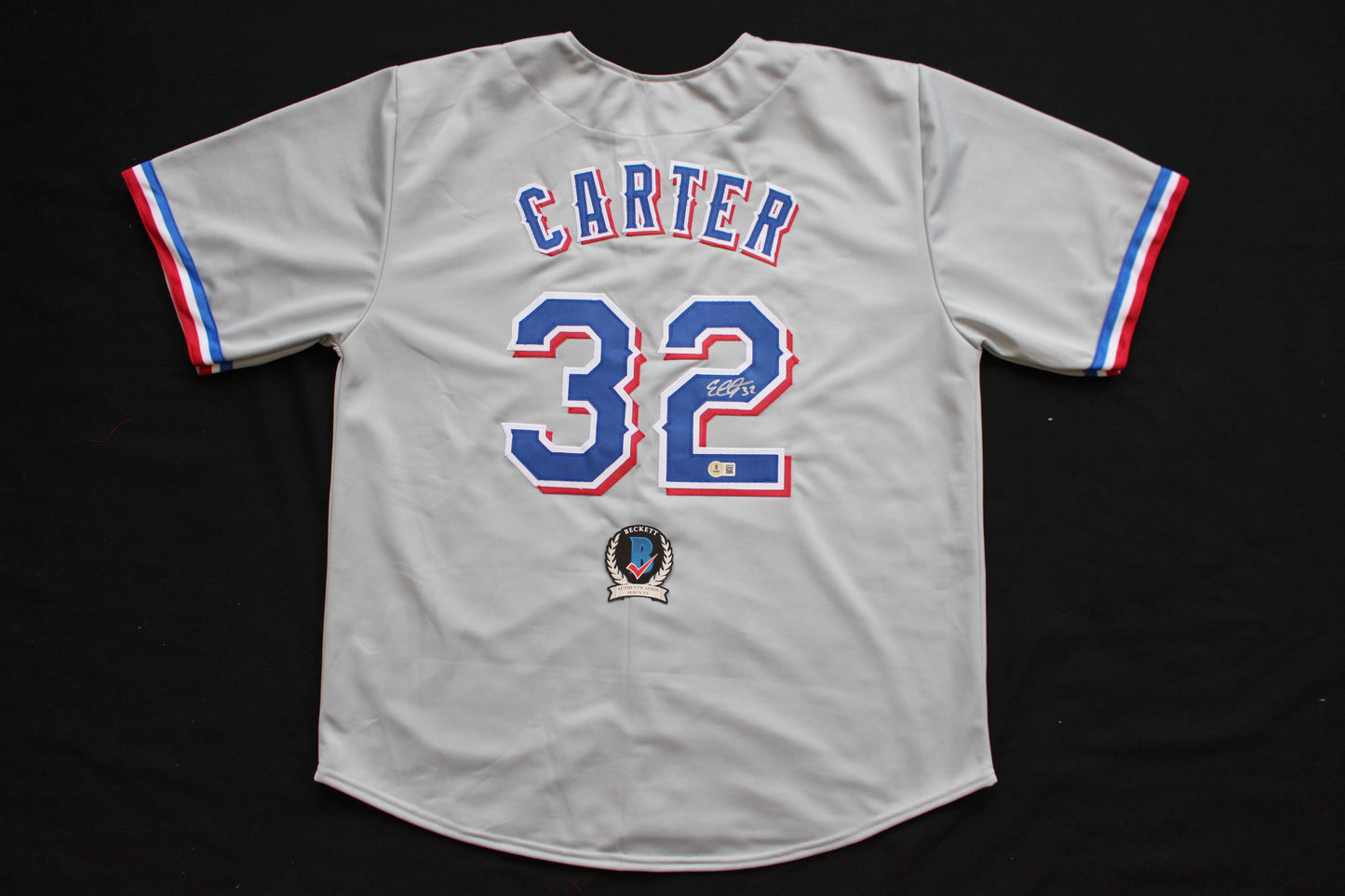 EVAN CARTER TEXAS RANGERS SIGNED BASEBALL GREY JERSEY BAS COA
