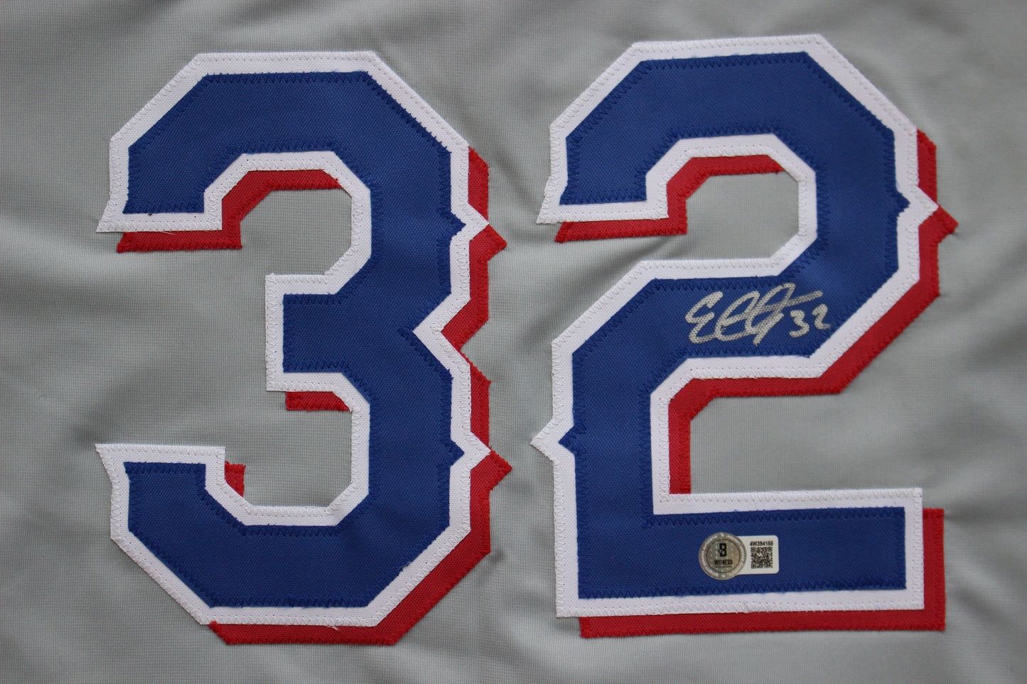 EVAN CARTER TEXAS RANGERS SIGNED BASEBALL GREY JERSEY BAS COA
