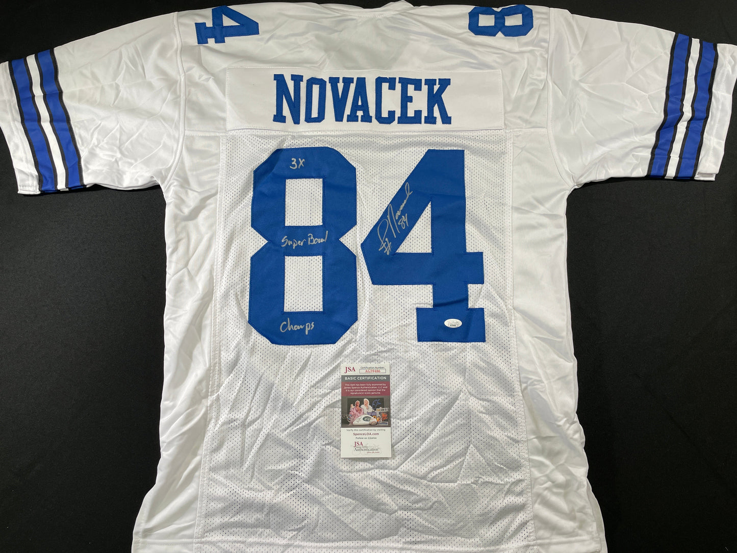 JAY NOVACEK DALLAS COWBOYS SIGNED HOME JERSEY w/INSC Wyoming JSA