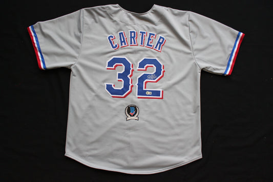 EVAN CARTER TEXAS RANGERS SIGNED BASEBALL GREY JERSEY BAS COA
