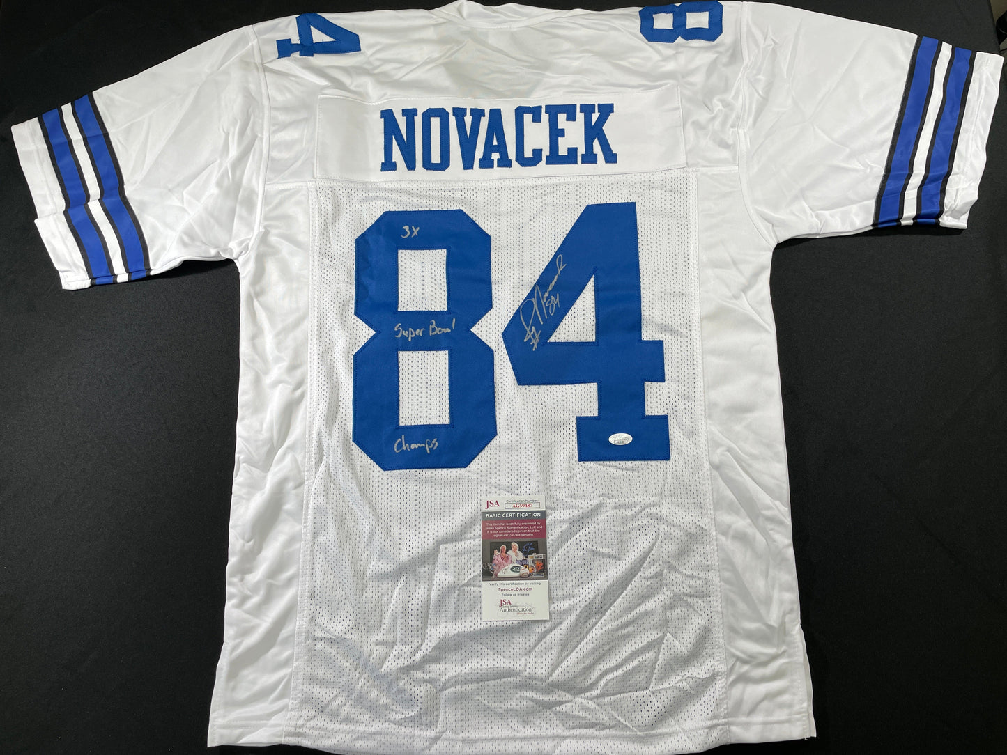 JAY NOVACEK DALLAS COWBOYS SIGNED HOME JERSEY w/INSC Wyoming JSA