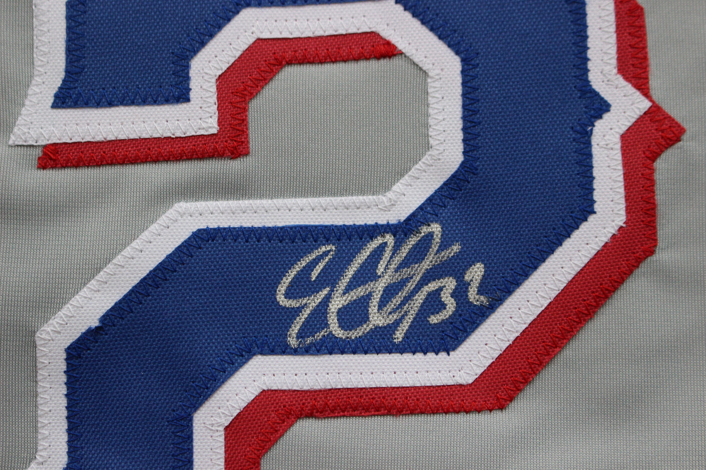 EVAN CARTER TEXAS RANGERS SIGNED BASEBALL GREY JERSEY BAS COA