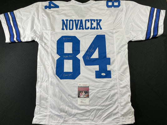 JAY NOVACEK DALLAS COWBOYS SIGNED HOME JERSEY w/INSC Wyoming JSA