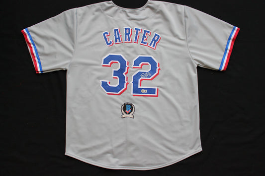 EVAN CARTER TEXAS RANGERS SIGNED BASEBALL GREY JERSEY BAS COA