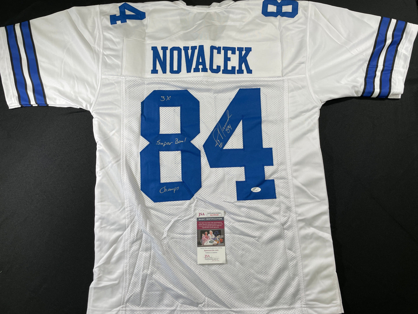 JAY NOVACEK DALLAS COWBOYS SIGNED HOME JERSEY w/INSC Wyoming JSA