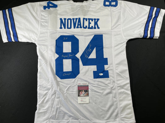 JAY NOVACEK DALLAS COWBOYS SIGNED HOME JERSEY w/INSC Wyoming JSA