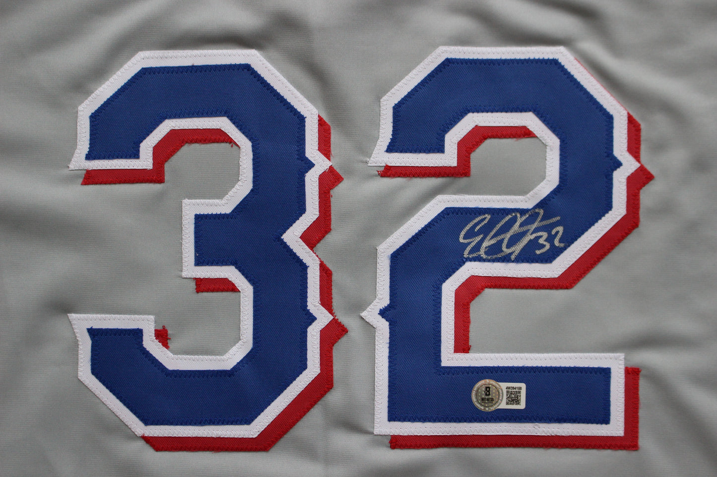 EVAN CARTER TEXAS RANGERS SIGNED BASEBALL GREY JERSEY BAS COA